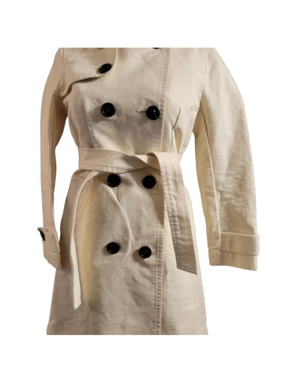 GAP Double-Breasted Trench Coat Jacket with Black Buttons 100 Percent Cotton
